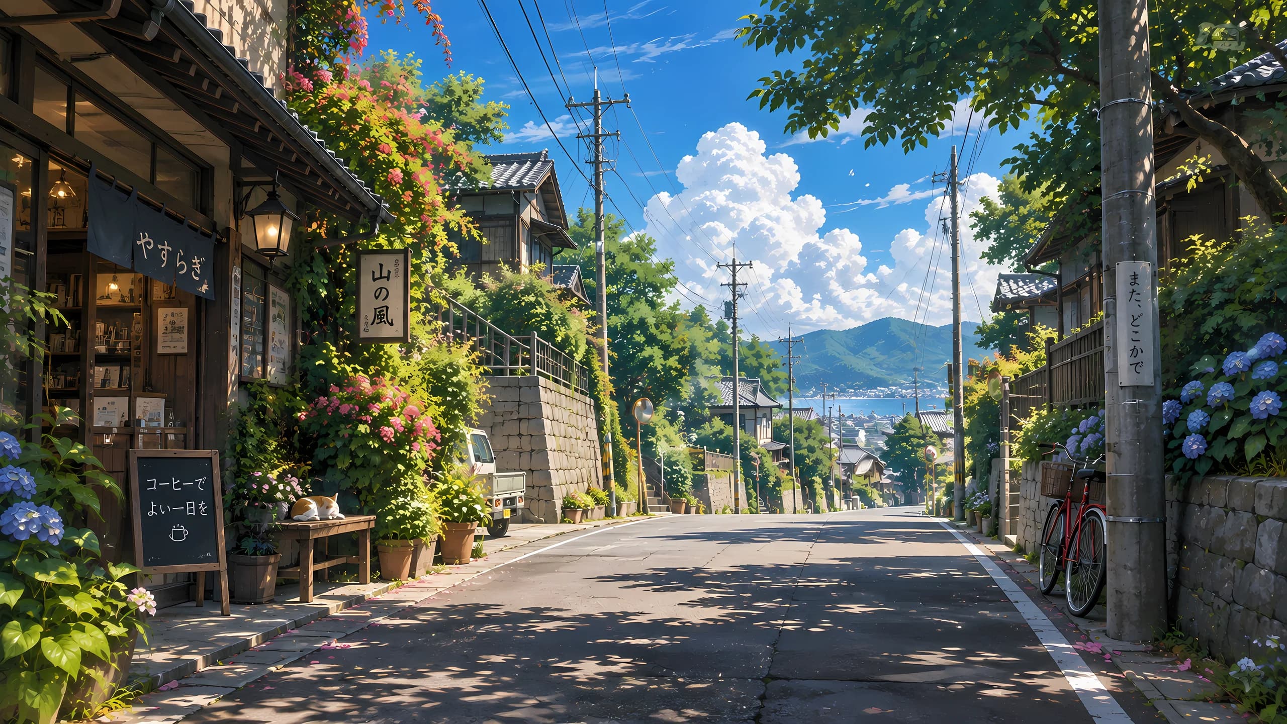 Quiet Japanese Street in Summer desktop wallpaper
