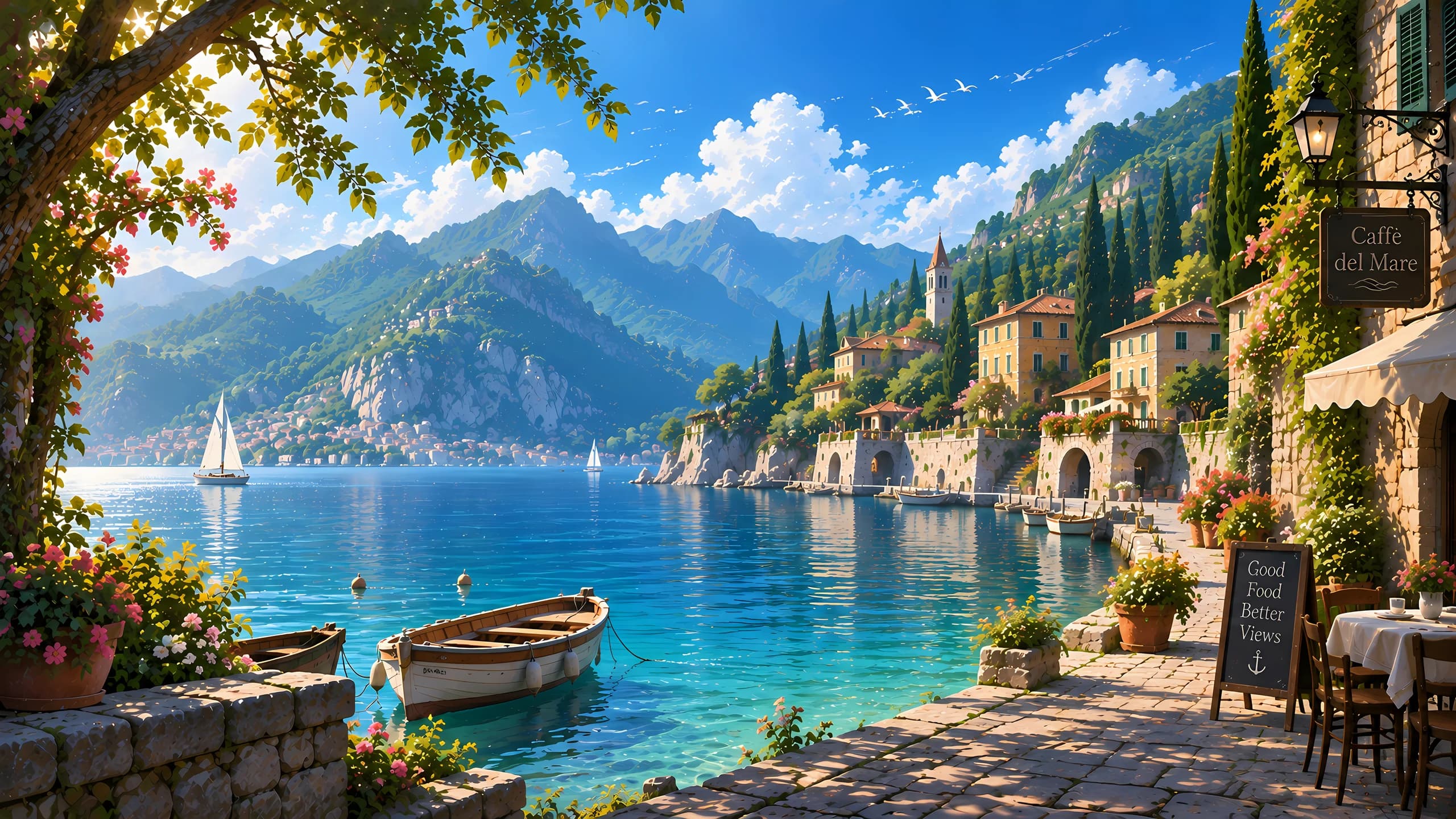 Mediterranean Bay and Cliff Town desktop wallpaper